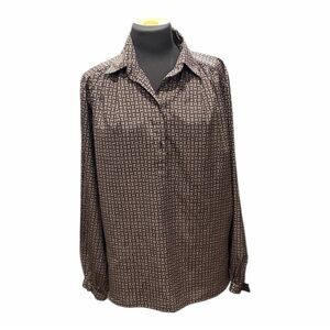 Vintage H by Halston H Monogram Button-Up Blouse